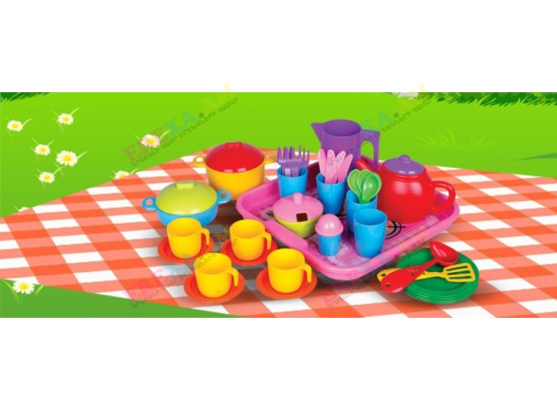 Խաղալիք խոհանոցային սպասք սկուտեղով Խաղալիք խոհանոցային սպասք սկուտեղով