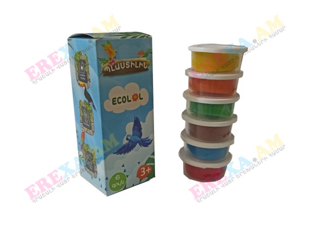 Պլաստիլին Ecolol 6 գույն ամանով